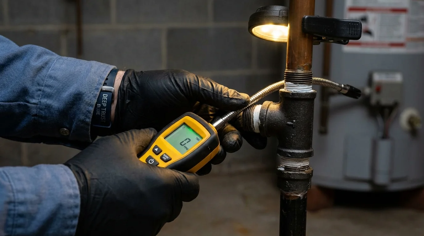 Gas leak detection with electronic sniffer by Johns Plumbing LLC in Fort Collins