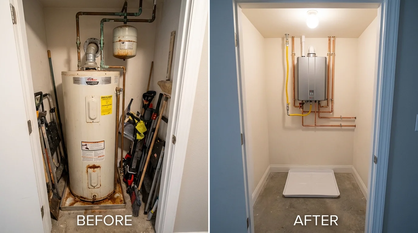 Tank water heater versus wall-mounted tankless unit comparison for Fort Collins, CO homeowners