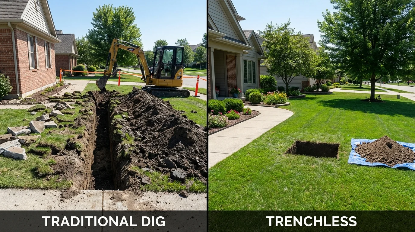 Trenchless sewer repair with minimal yard damage versus traditional excavation in Fort Collins, CO